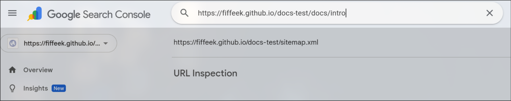 URL inspection search bar at the top of Google Search Console where you paste any page URL to check its indexing status.